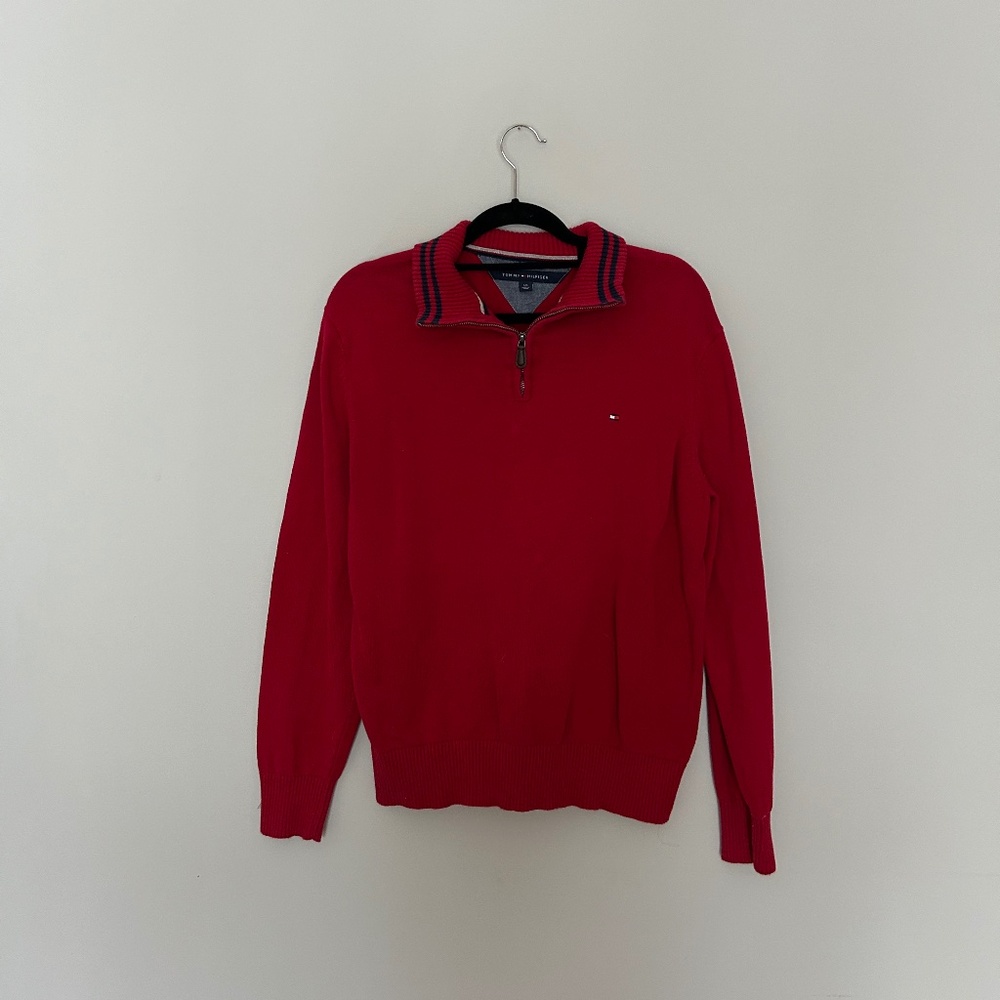 100% Cotton Tommy Hilfiger Knit Quarter Zip Sweater
